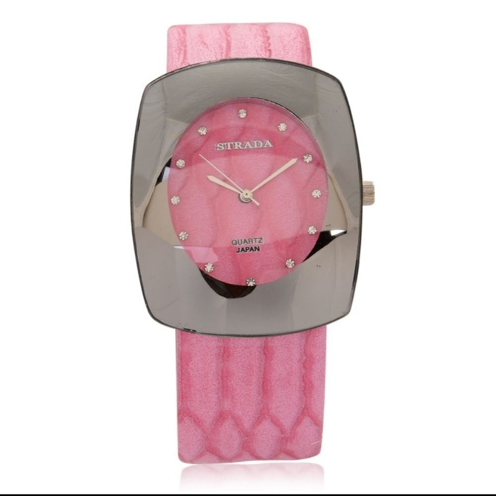 STRADA Watch Austrian Crystal Pink Band